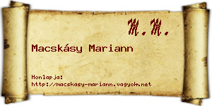 Macskásy Mariann névjegykártya