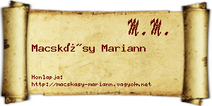 Macskásy Mariann névjegykártya