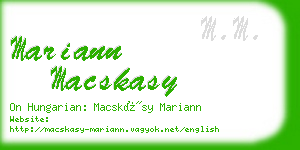 mariann macskasy business card